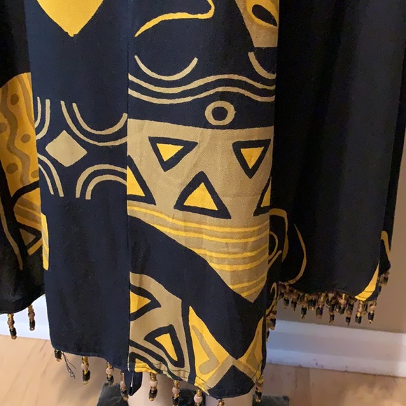 Original Antthony size L black patterned design dress beaded hemline - Picture 3 of 8